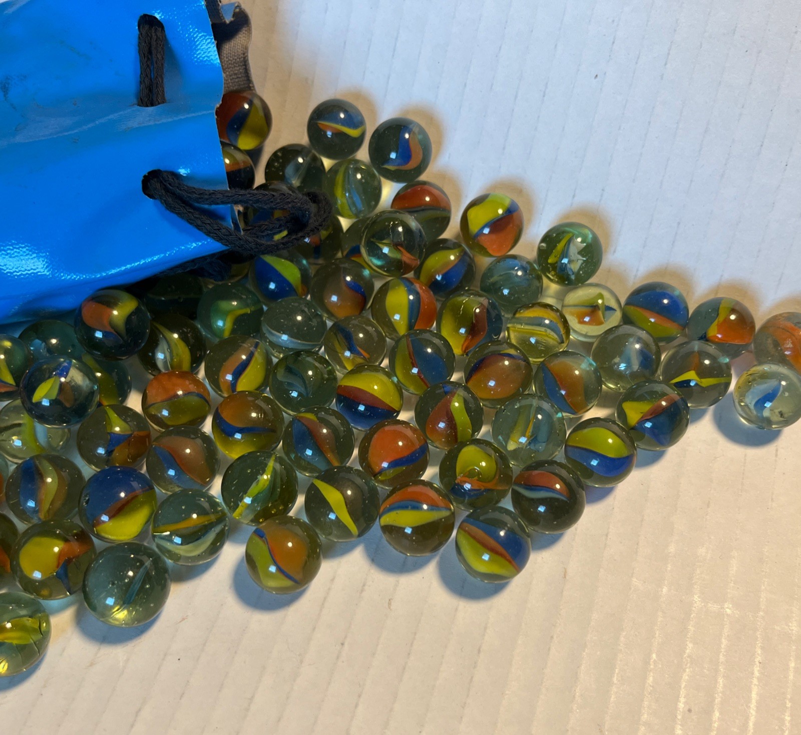 Vintage 1/2” Glass Marbles Lot Of 150+ Cats Eye -Wave – Swirl- Rainbow Of Colors