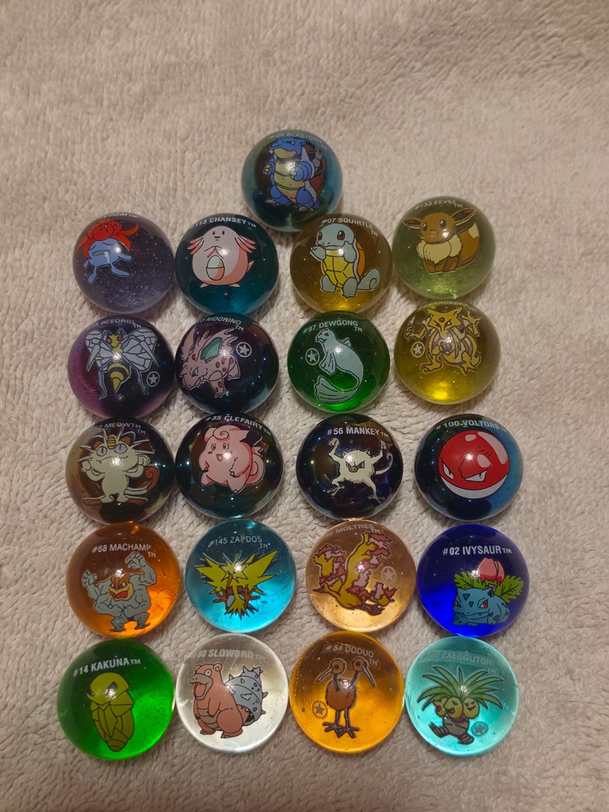 21 Vintage Pokemon Marbles, First Edition, Holos, 21 Marbles, Toy Biz Lot