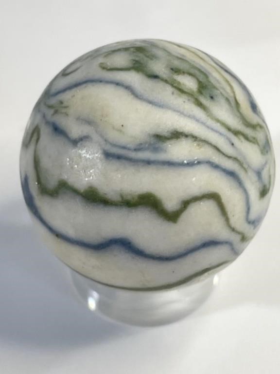 Lot of 3 Vintage Handmade Lined Crockery Marbles. Three sizes Bennington
