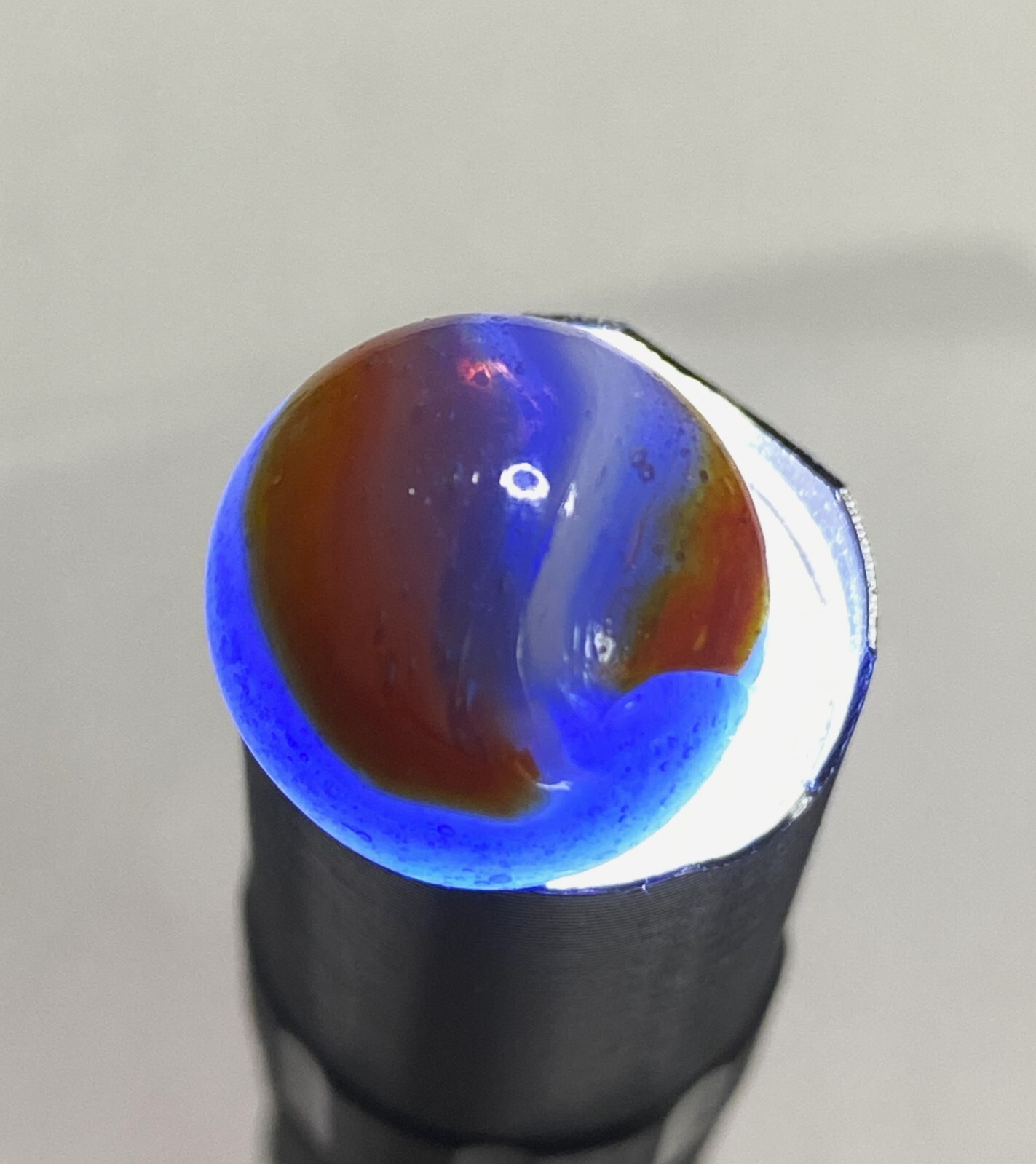 #9 PELTIER MARBLE HYBRID RAINBO BLENDED SPIDERMAN BURNT COLORS .60″ NM+/- MX128