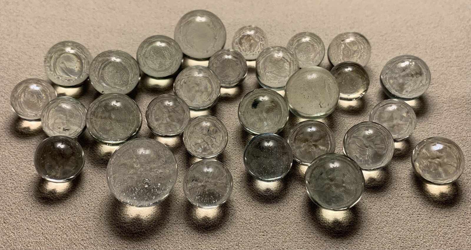 Vtg Clear Ice Glass Toy Marble 28pc Job Lot With Bubbles 0.529” 0.620” 0.761”