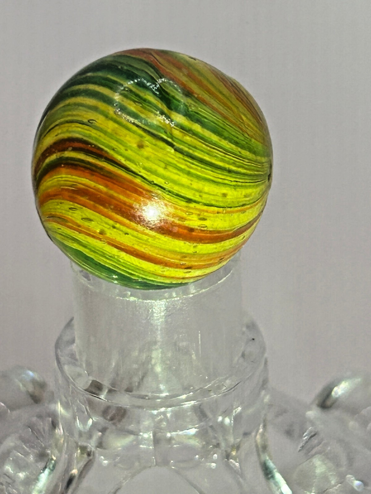 Antique German Handmade Joseph’s Coat Swirl Marble 53/64″ Mint O21