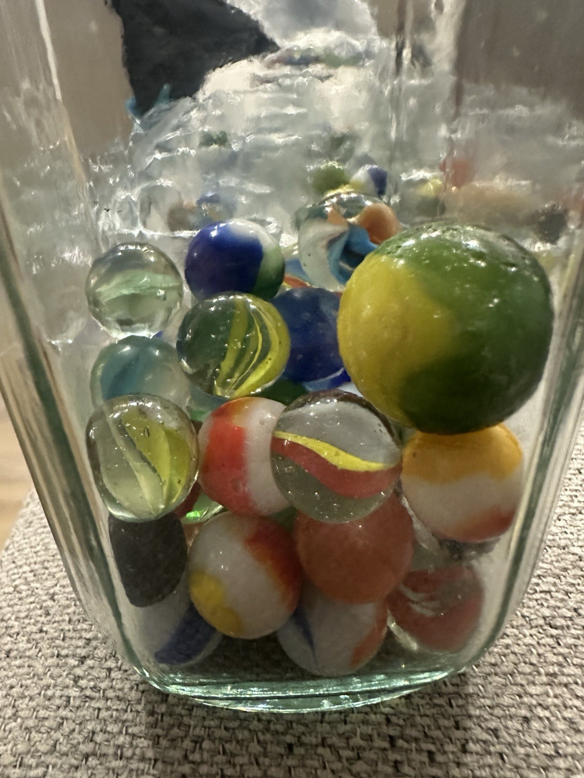 Vintage 60s Marbles Jar German /Mexican /Chinese And Pee Wee Marble Over 2lbs