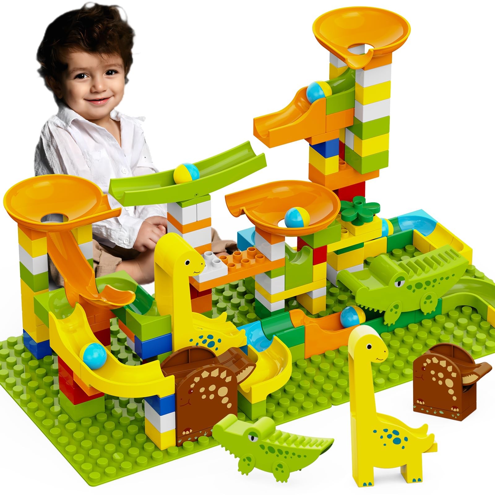 Dinosaur Marble Runs for Kids 4-8 Building Blocks Compatible with LEGO…