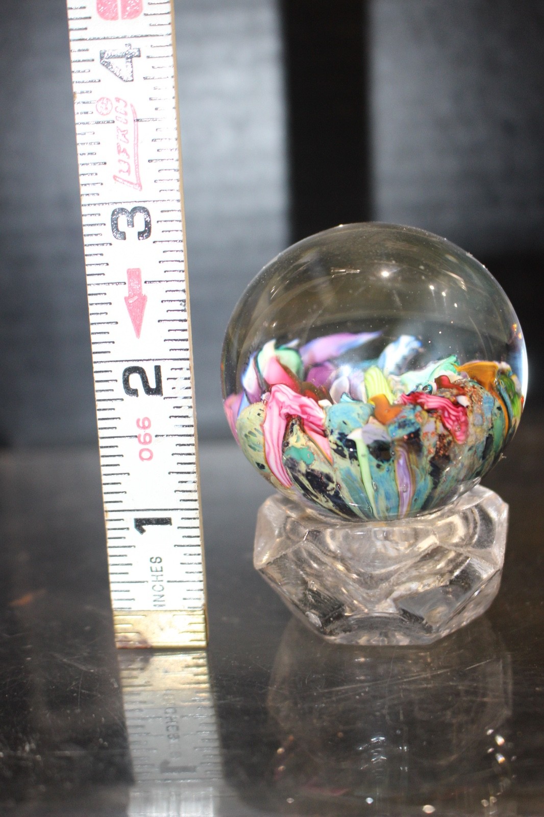 Millefiori “Orbs” by Douglas Sweet marble 1990s 52mm Mint with base