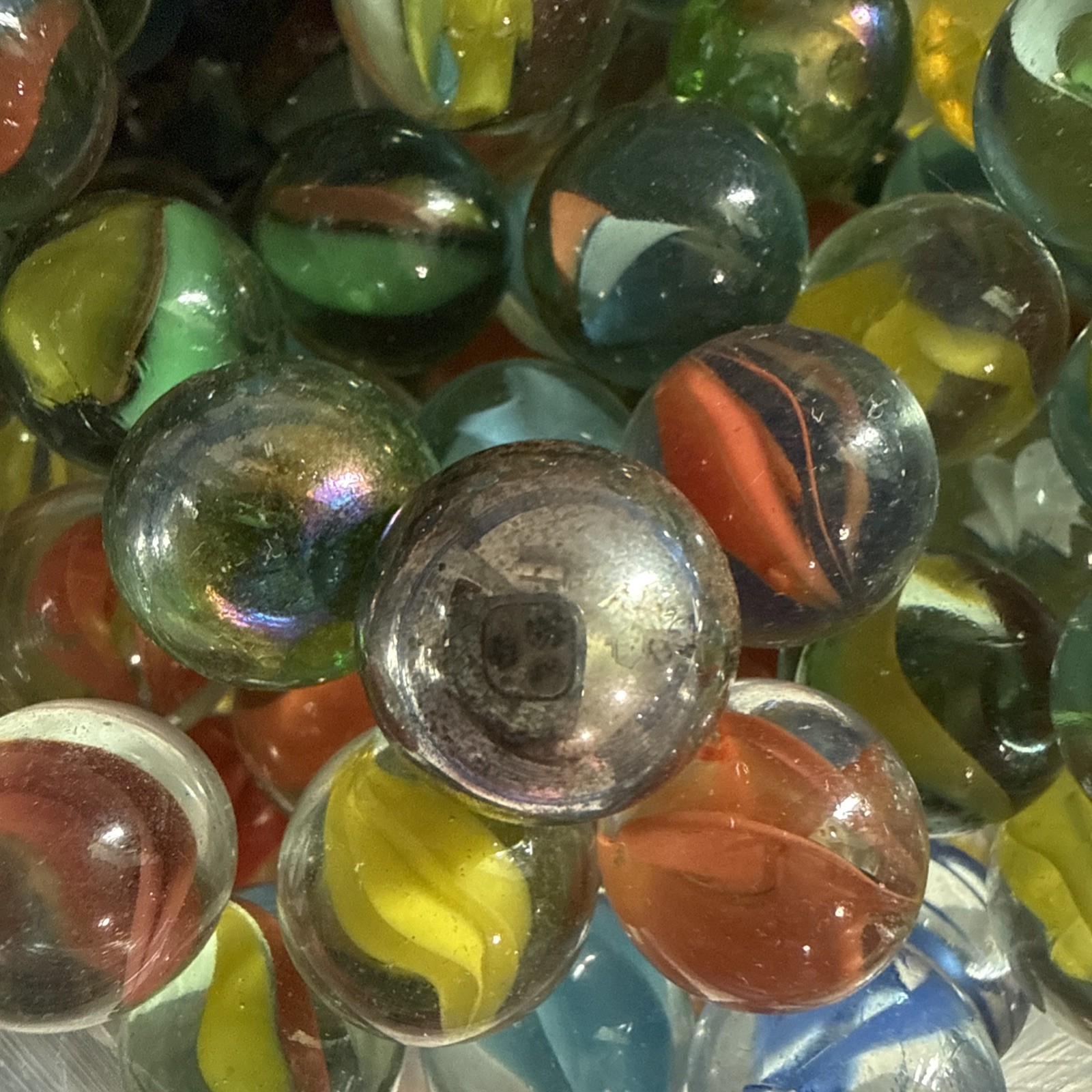 Vintage Mixed Glass Marbles Bulk Lot Cat Eye Swirl Shooter Marbles 4+ Pounds