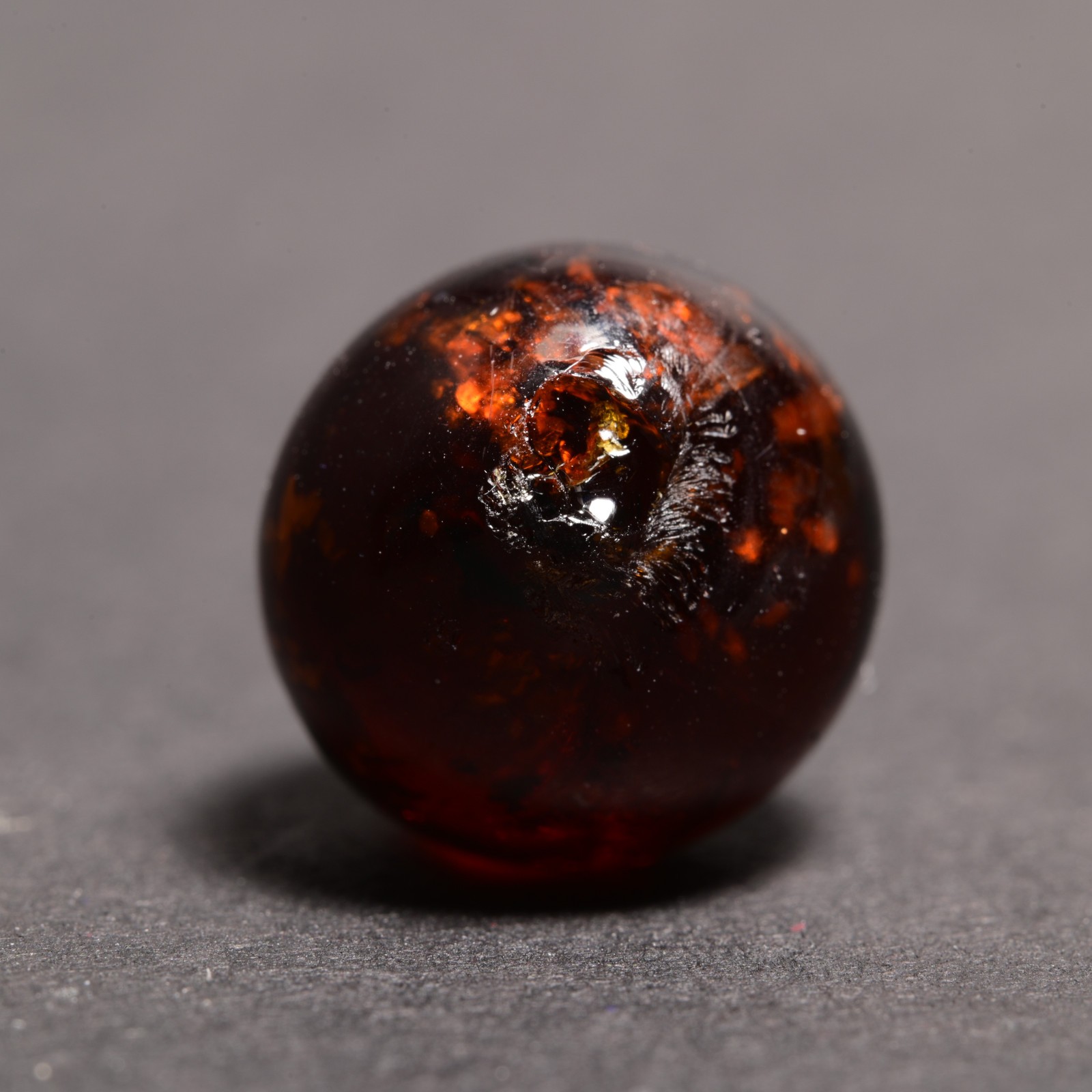 Mica Marble German Handmade Antique Cute Dark Amber 13mm 17/32”