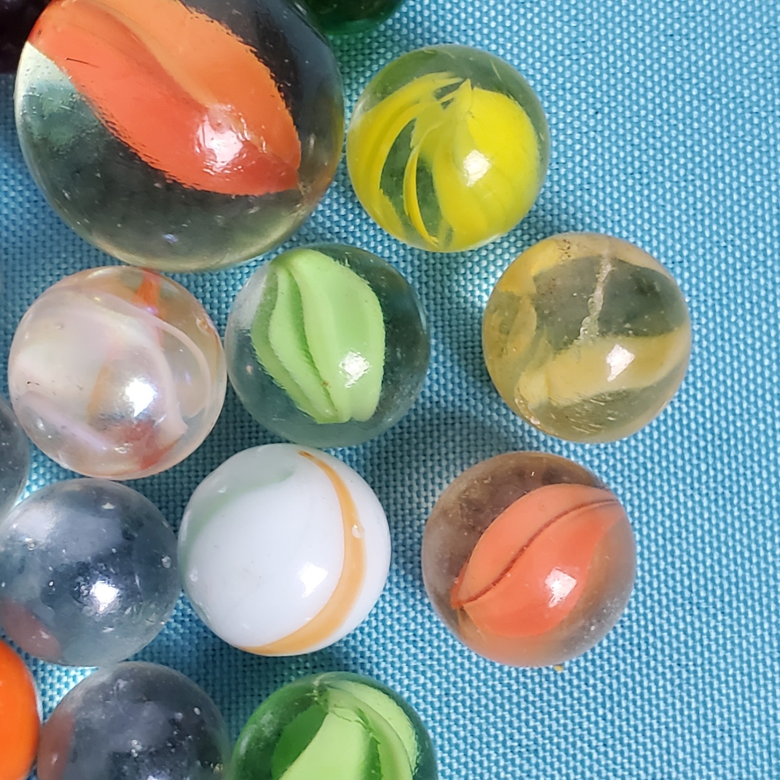 Vintage Estate Lot Of Old Collectible Glass marbles 50 Pcs.