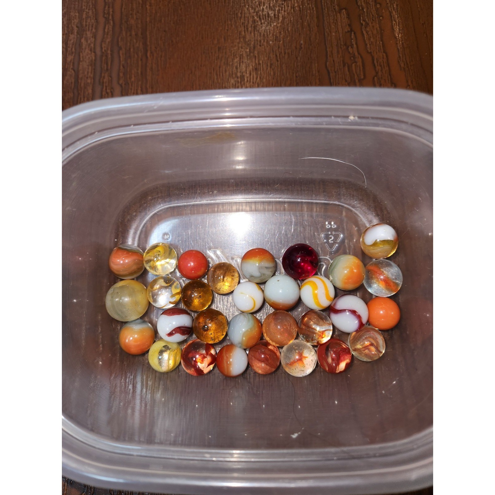 30 Vintage Glass Marbles LOT Red Orange White Clear Yellow LOT 4