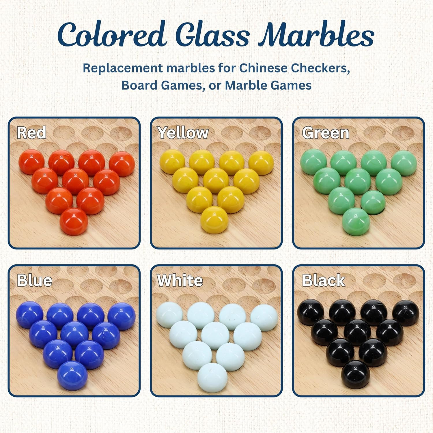 Replacement Glass Marbles – 60 Count for Chinese Checkers – Colored Game Piec…
