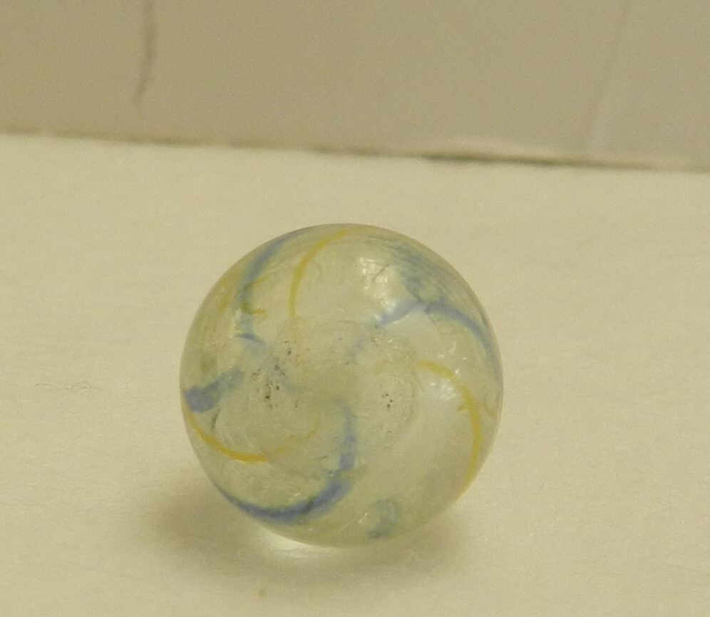 #16696m .47 Inches Peewee Vintage German Handmade White Solid Core Swirl Marble