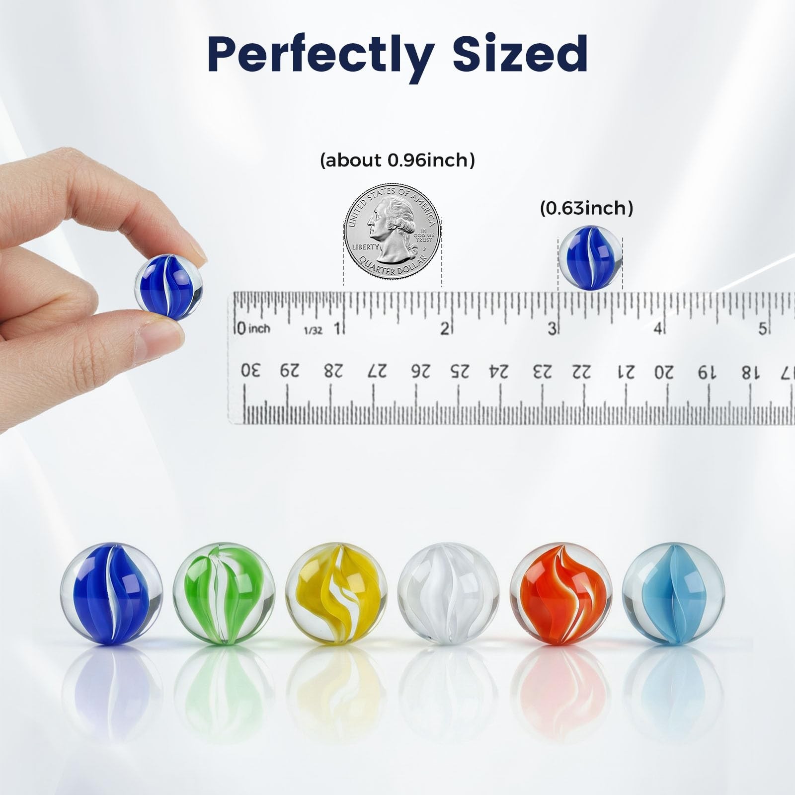 LovesTown 60PCS Glass Marbles Bulk, for Kids Marble Games DIY Medium, Multi