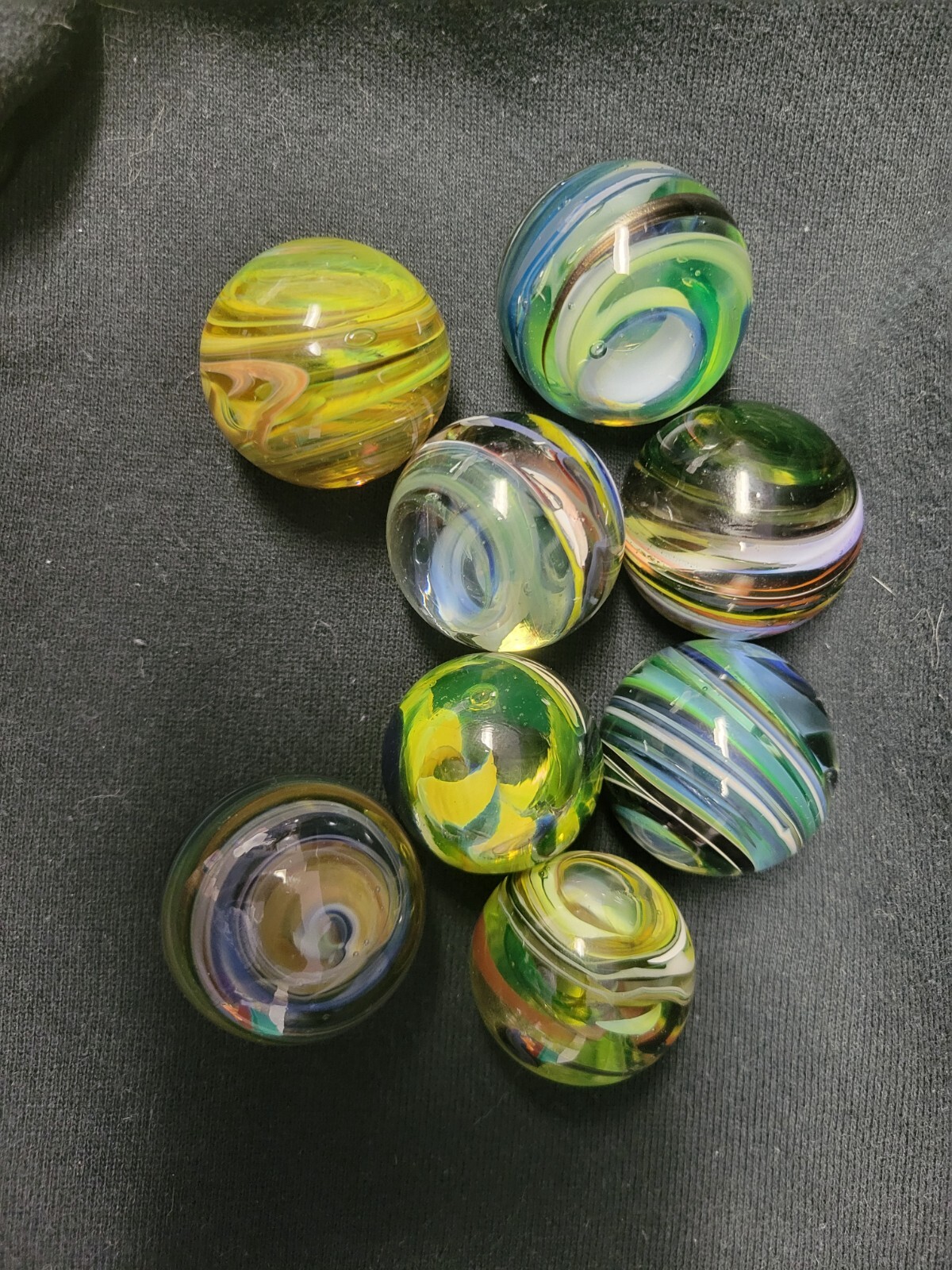 Uranium glass marble, handmade glass marble, unique glass marble, glowing glass