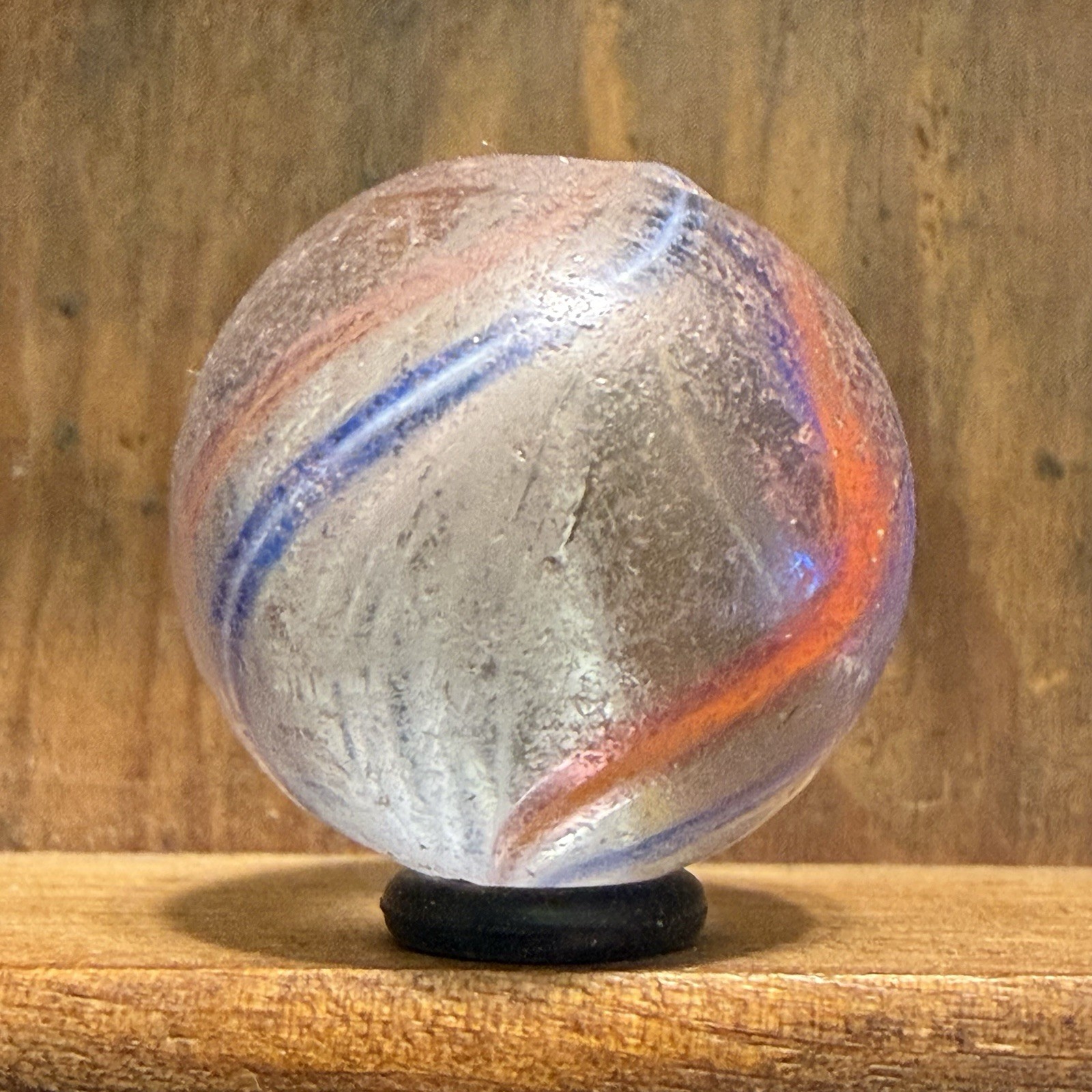Antique German Handmade Latticinio Core Swirl Marble 29/32” Good(+) | 275