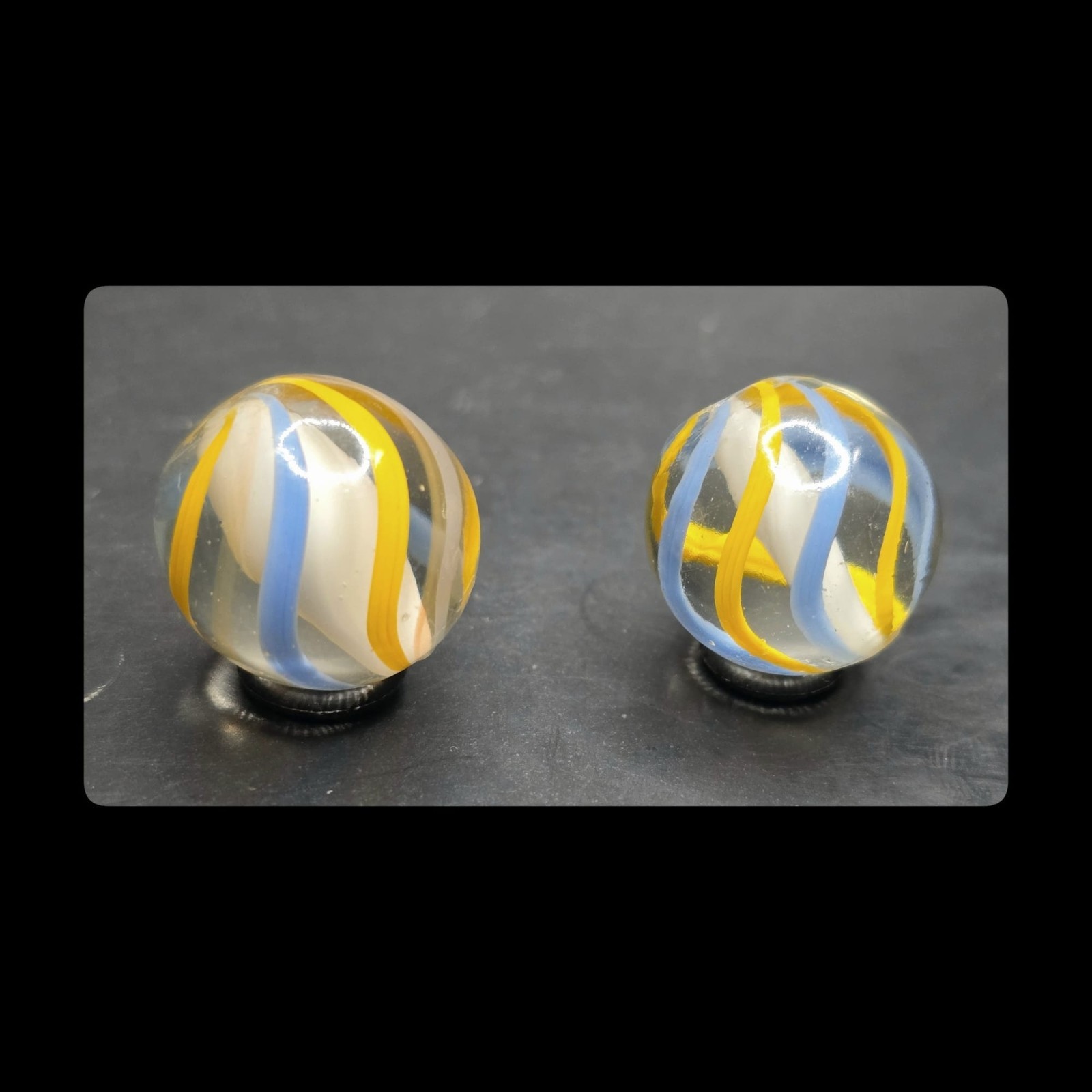 ~Mic’sMibs~11/16″ Two Same/Similar Cane Solid Core Swirls Mint 9.7 & 9.5