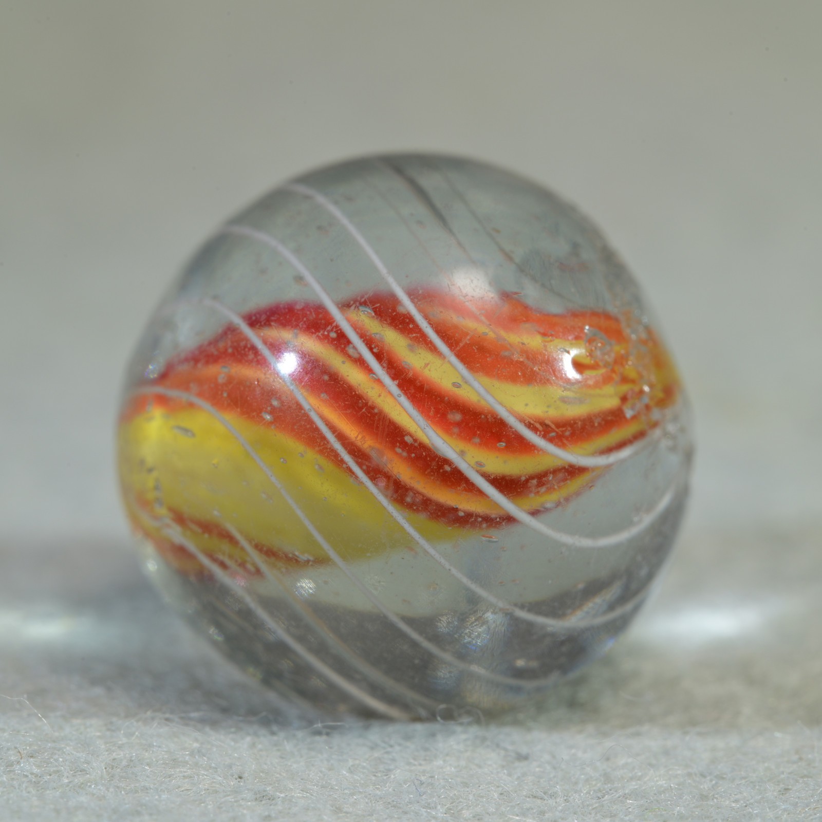 Early Caged Red & Lemon Solid Core German Handmade Antique Marble 18.8mm 23/32”