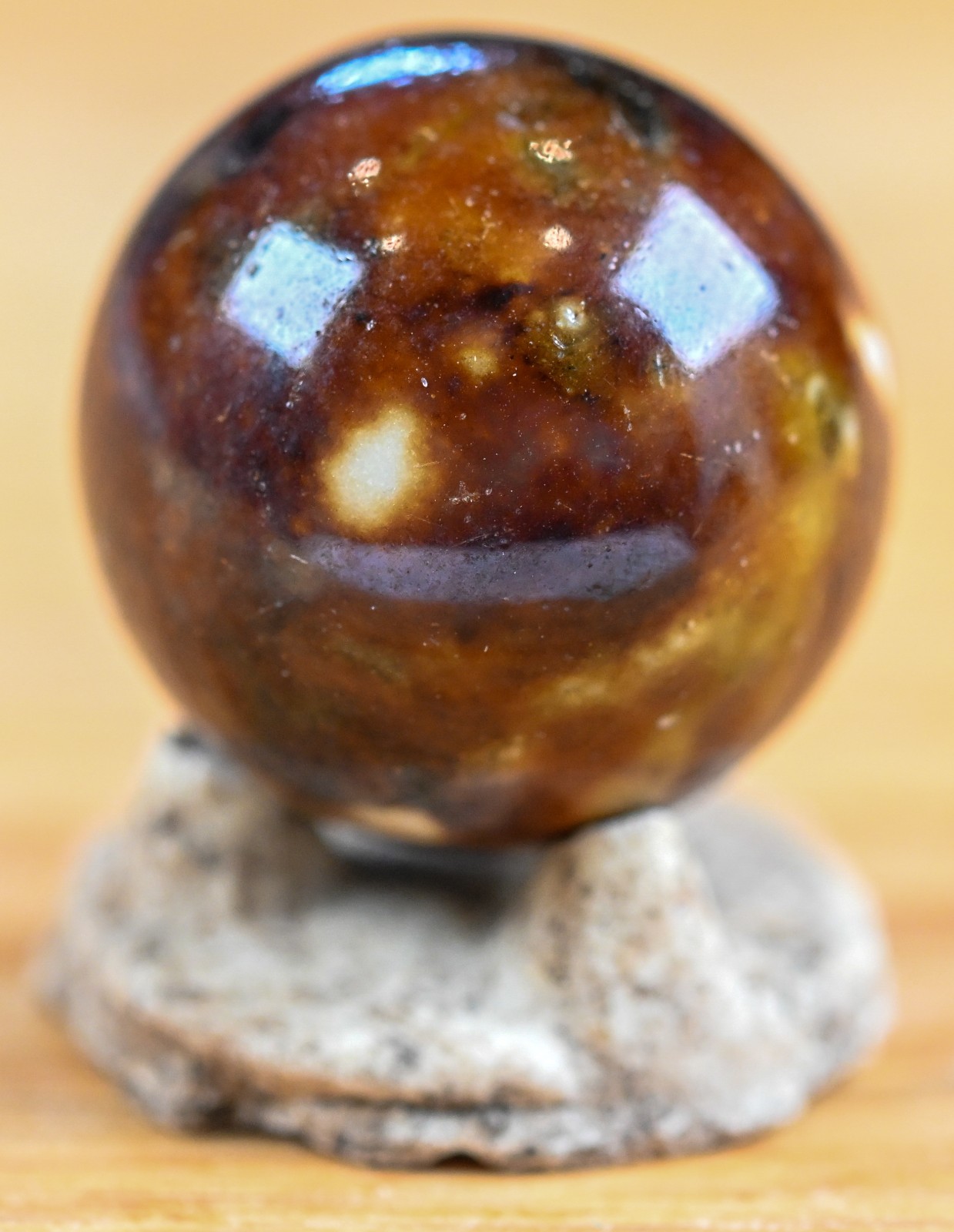 Brown Handmade Bennington Marble & Old German Firing Stand, 0.76 inch Mint S1698