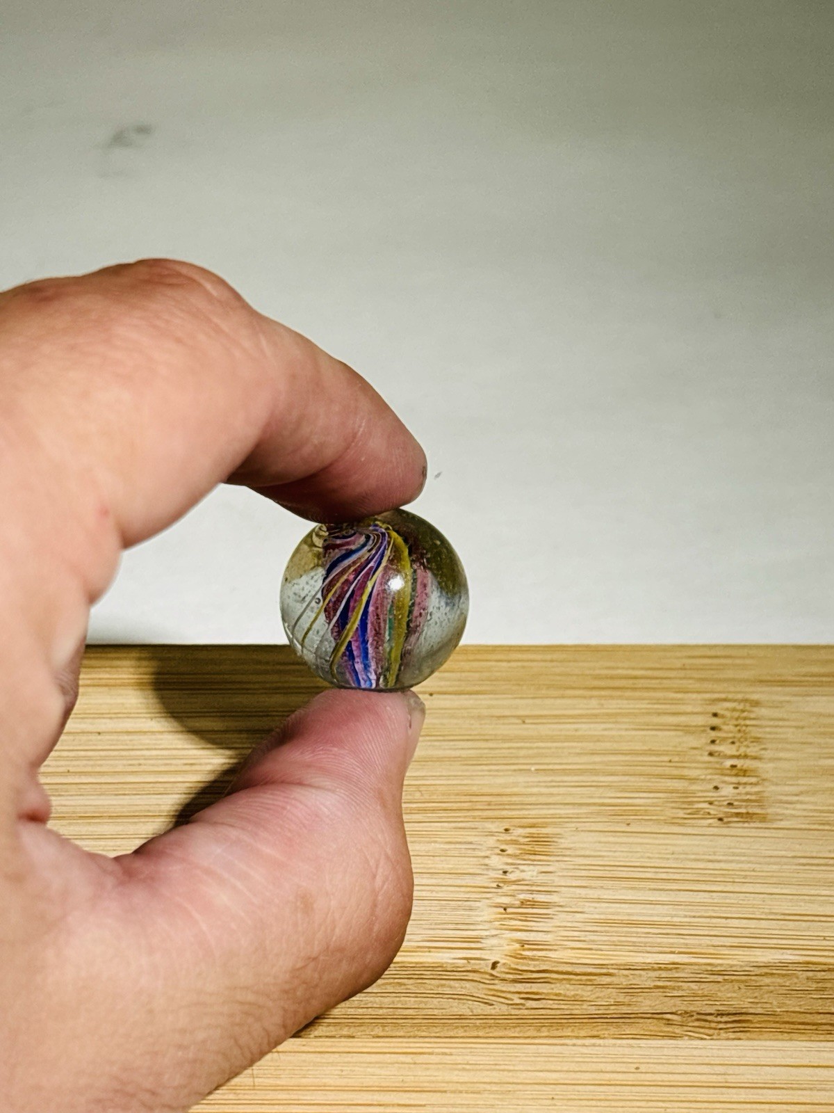 Vintage German Divided Solid Core Swirl Marble Shooter Size 20.5mm .80” NM NICE!