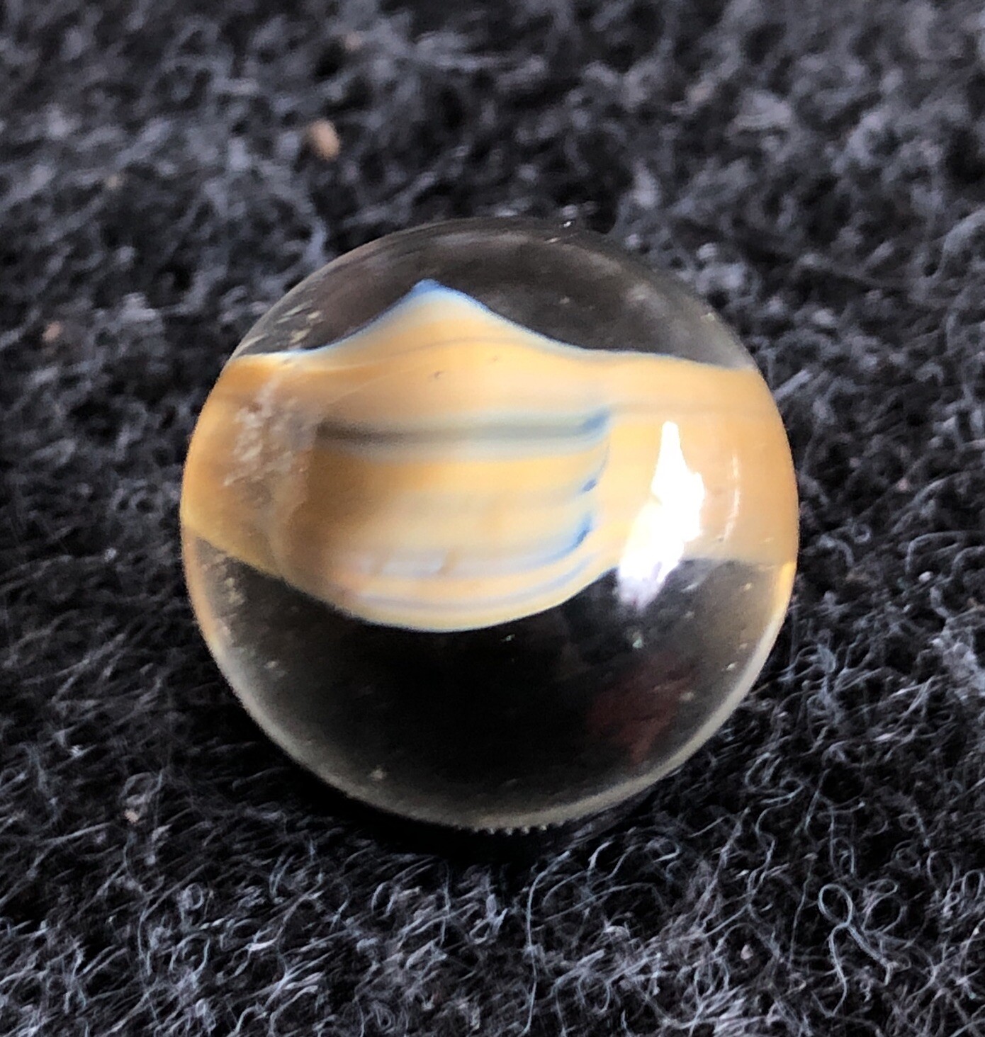 Peltier Hybrid Blue/Yellow Banana Puffy Cat’s Eye Marble .63” Or 5/8” Look!