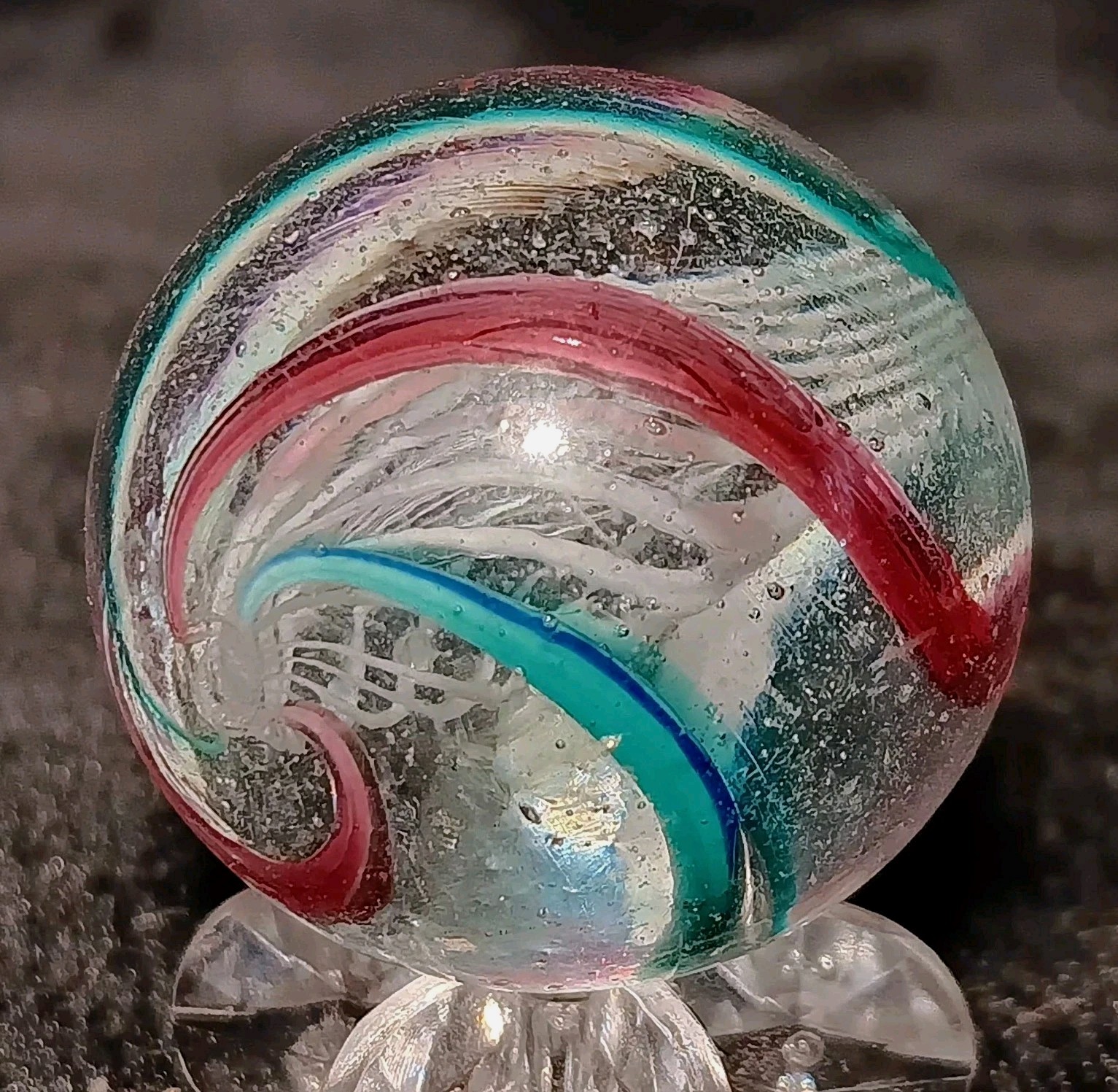 Antique German Latticinio Core Swirl Marble. 1.07″ Mint Condition.