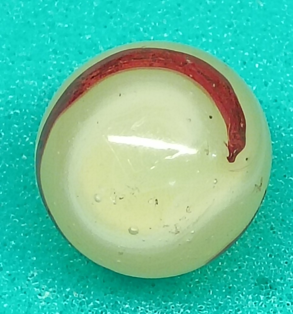 Vintage AKRO AGATE Lemonade Oxblood Swirl UV Translucent Base Marble .64″ N-Mint
