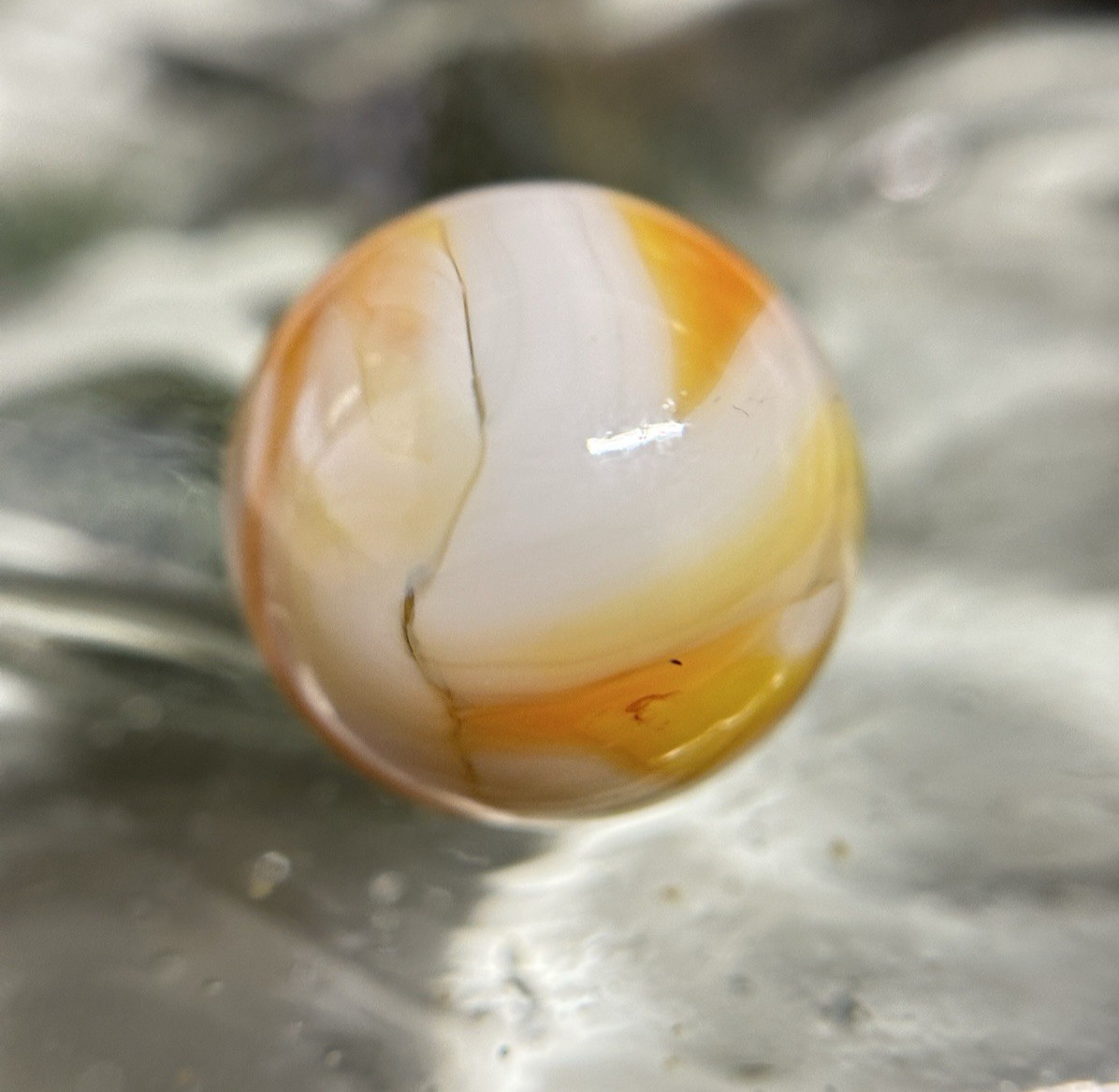 Vintage Alley Agate Pennsboro WV Butterscotch Yellow Busy Swirl Marble .64” HTF