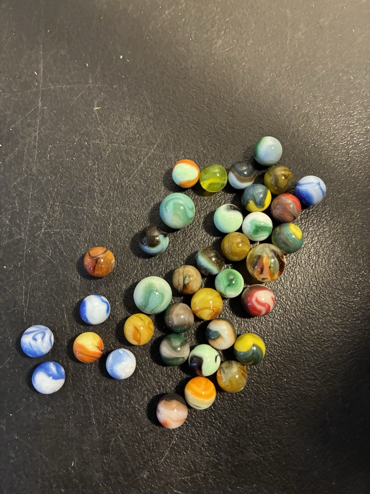 VINTAGE German? Peltier?Akro? Alley Agate? Marble Lot Of 35 Marbles