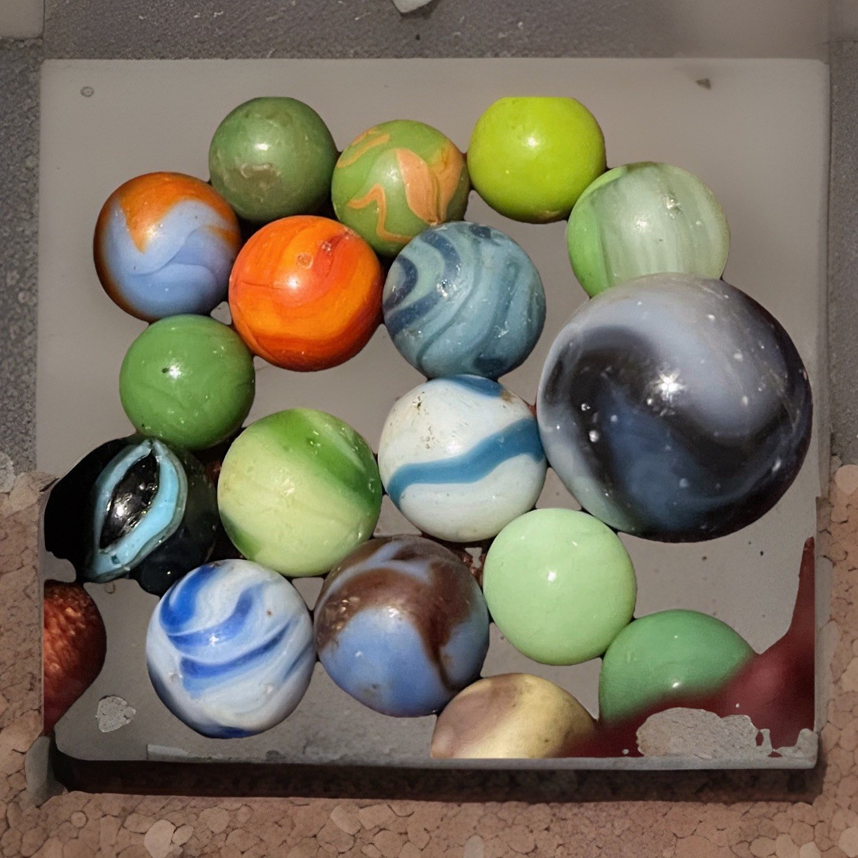 Assorted Swirl Glass Toy Marbles Collection Machine Made Vintage Ages 8-17 Years