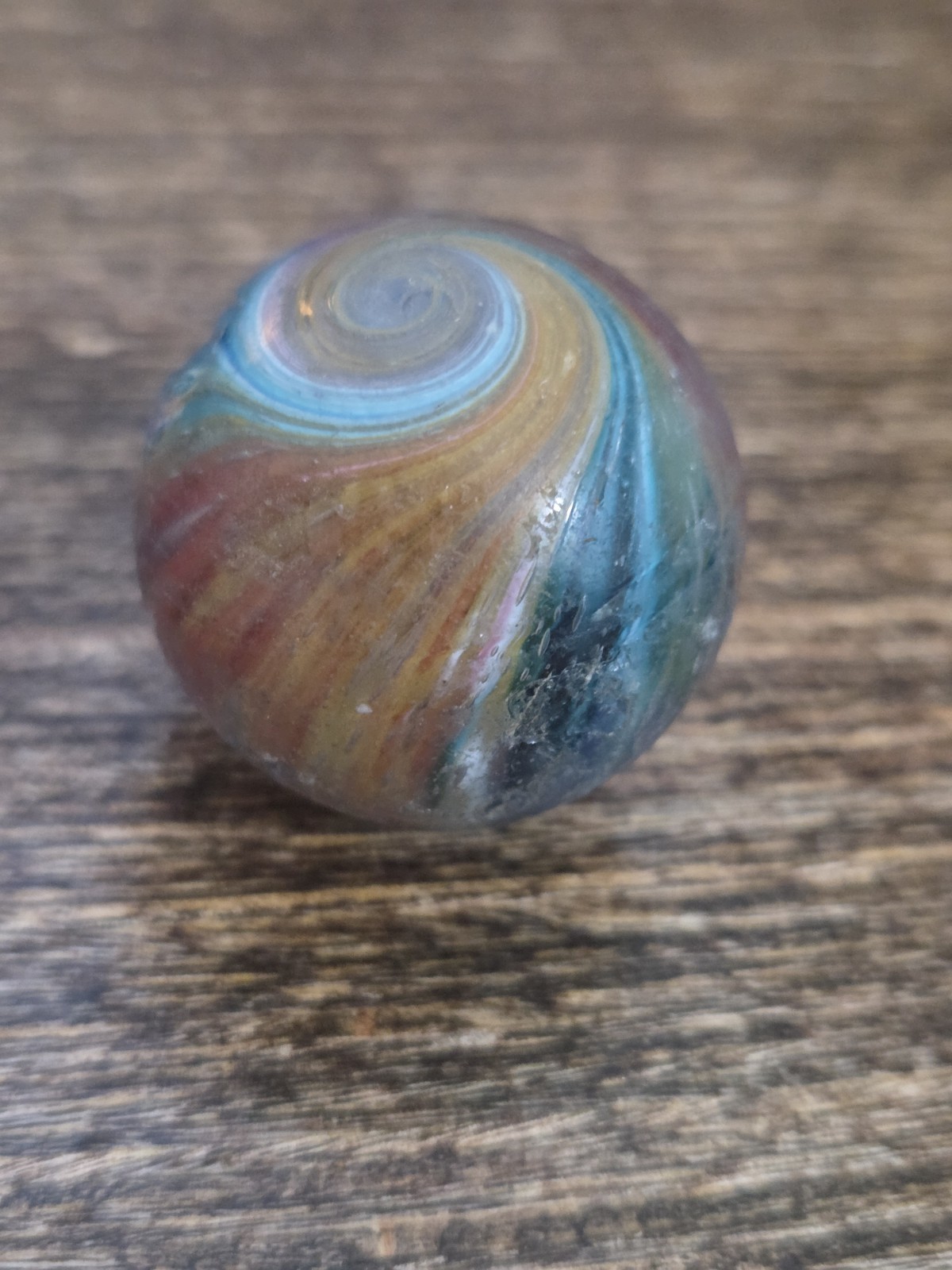 1.11″ Antique Vintage German Handmade Multi Colored Onionskin Marble