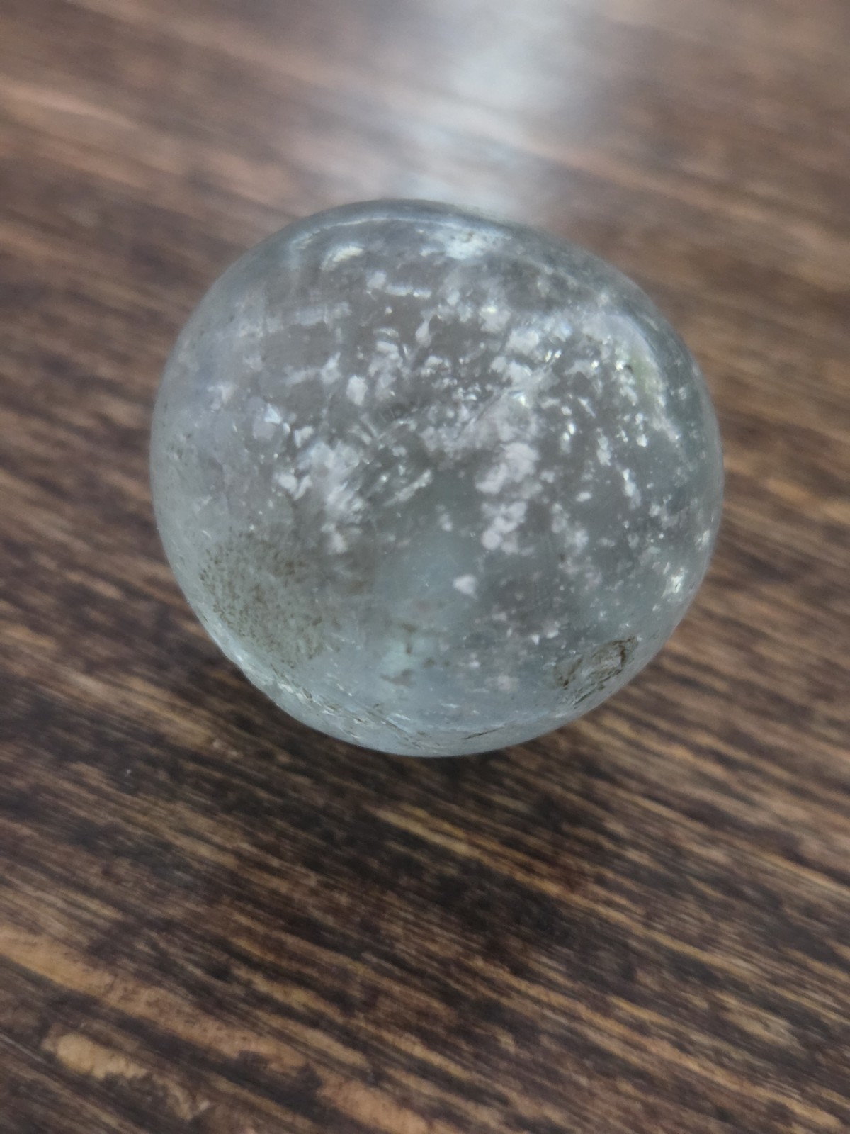 .91″ Vintage German Handmade Mica Marble Clear