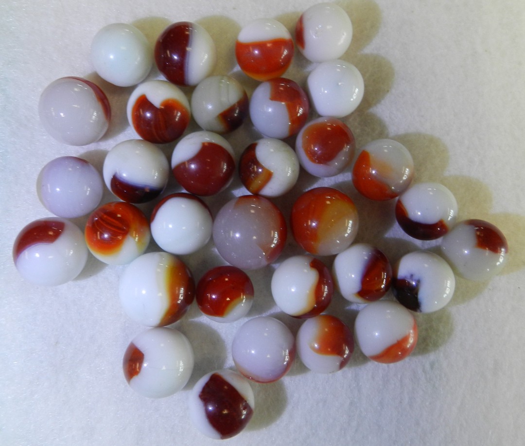#20945m Vintage Group or Bulk Lot of 30 Mixed Company Patch Marbles