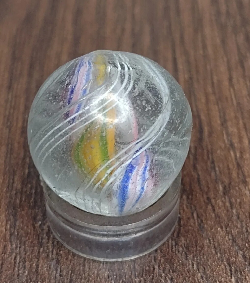 .72″ Sweet 🎂 MultiColor Divided Core Swirl 💎 Handmade Vintage German Marbles