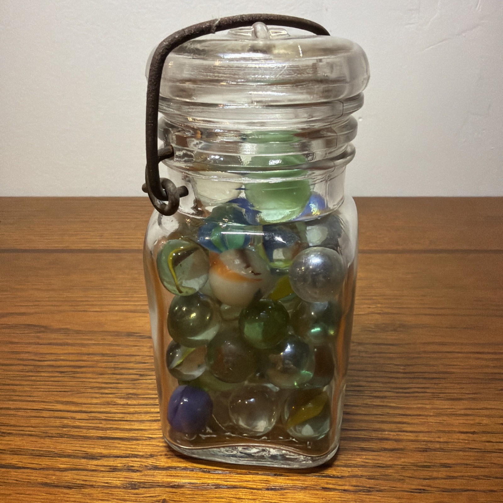 Vintage 50 Marbles W/ 5” Clasp Mason Jar – All Kinds Colors 🔥
