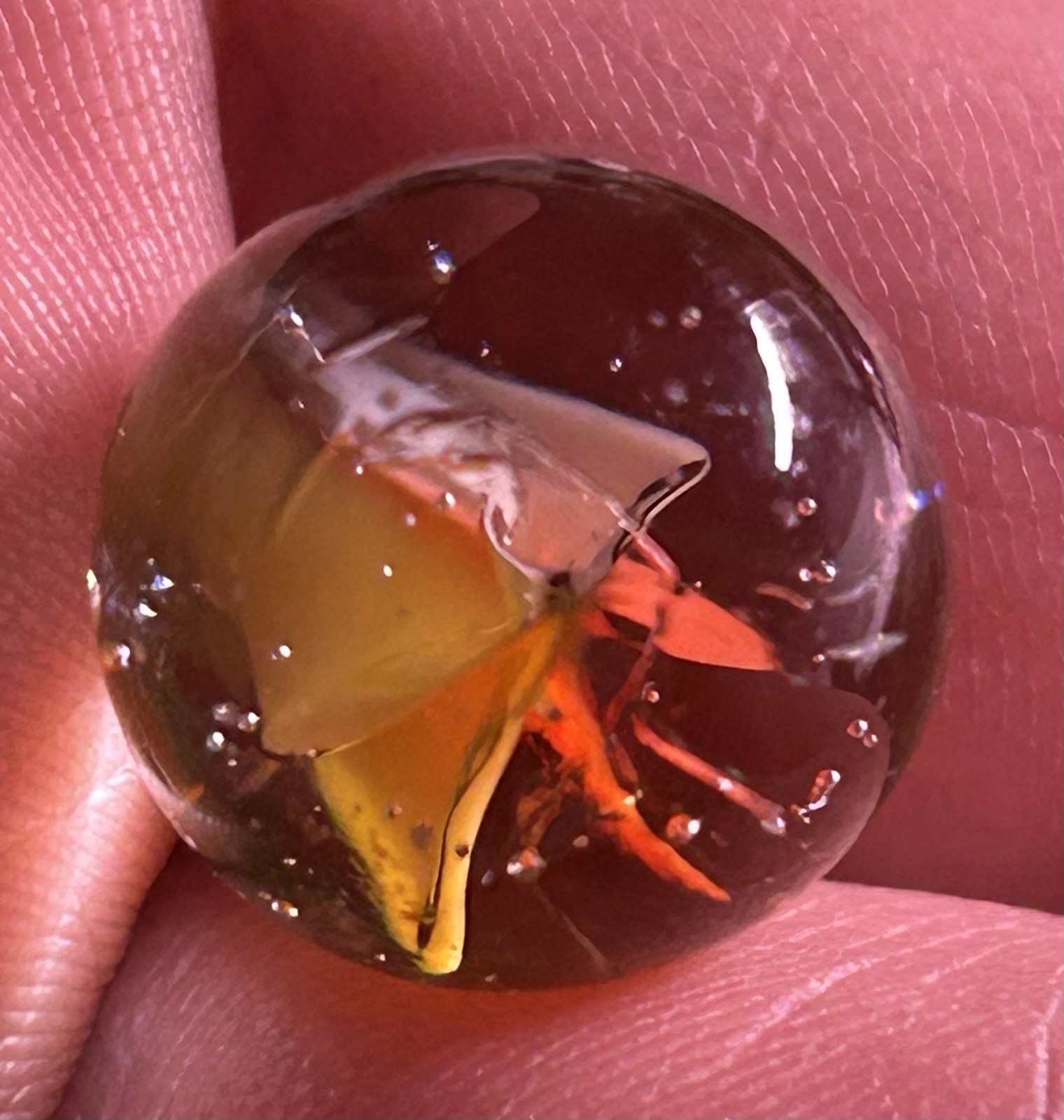 Vintage Vitro Agate 0.62″ Six Vein Cats Eye Marble Tri Color Near Mint!