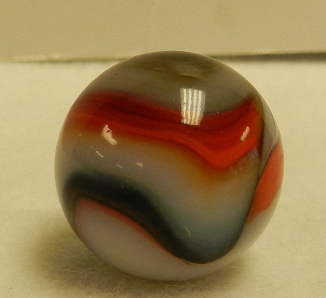 #20326m Huge .84 or 27/32 Vintage Peltier Glass NLR Rebel Shooter Marble *Mint*
