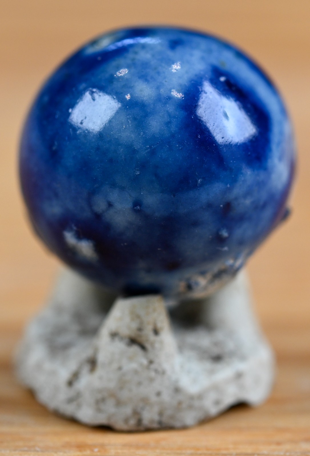 Blue Handmade Bennington Marble & Old German Firing Stand, 0.73 inch, Mint S1692