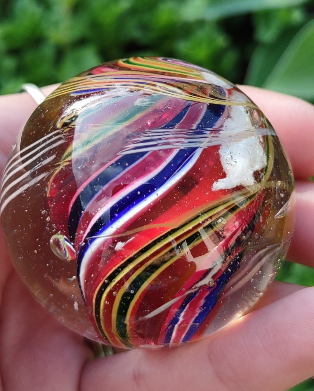 Beautiful 1.88″ LG Divided Swirl Glass Polished Handmade GERMAN ? Marbles