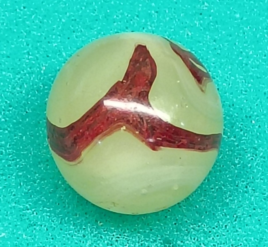 Vintage AKRO AGATE Lemonade Oxblood Swirl UV Translucent Base Marble .64″ N-Mint