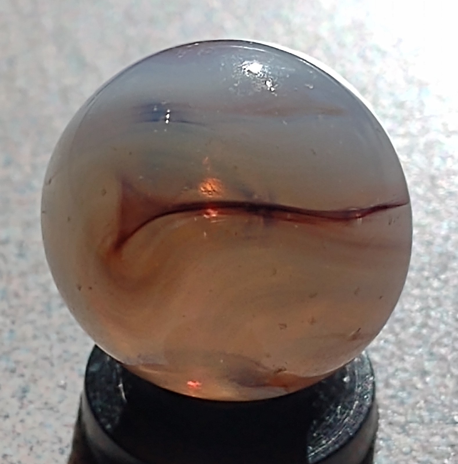 Transluc. Heaton Swirl marble-.64″+or-, OOR-Wispy interior, Purple streaks, N M
