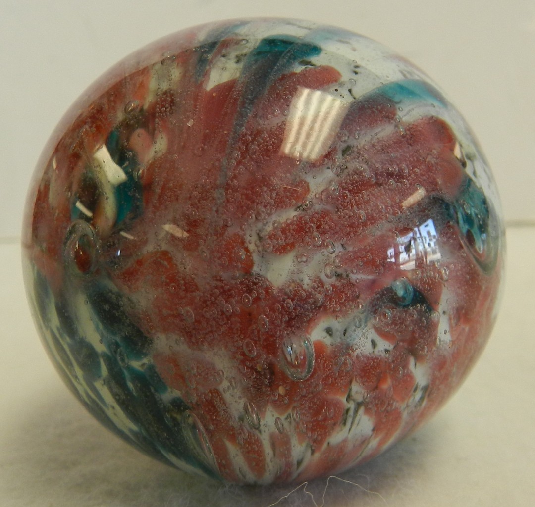 #20591m Huge Vintage German Handmade Single Pontil Onionskin Marble 1.76 Inches