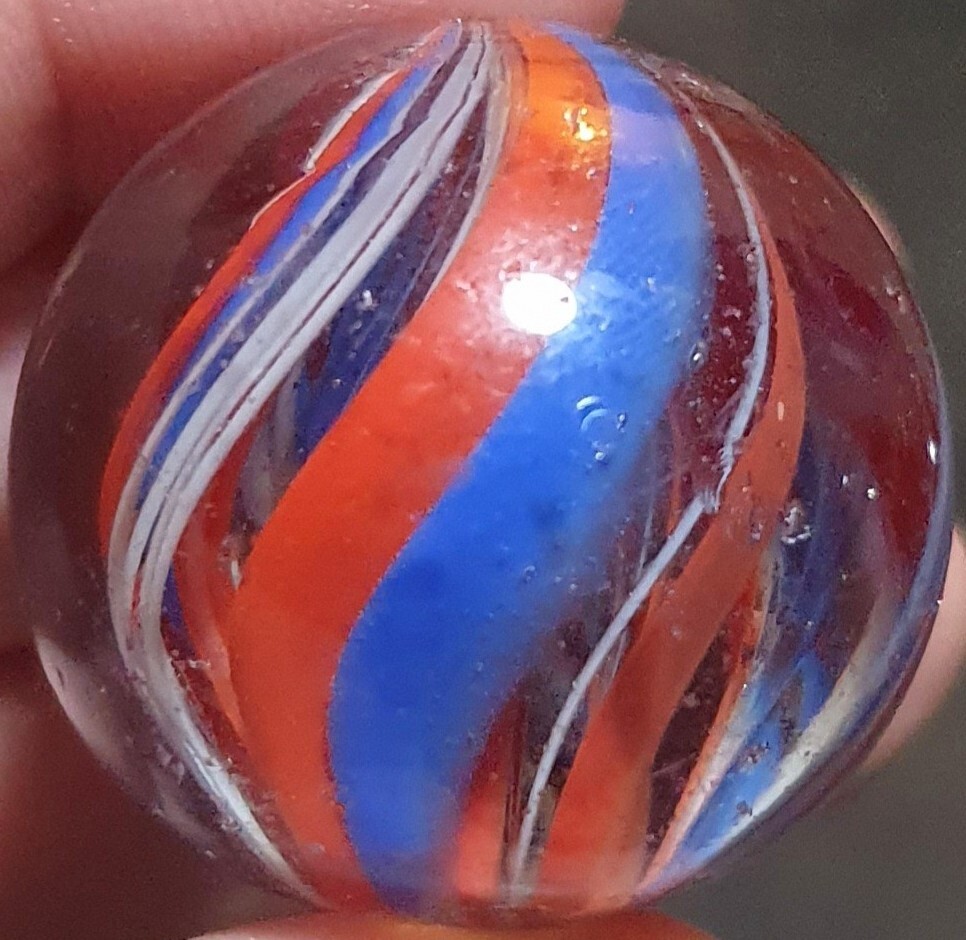 1 & 1/4″+ Rare Joseph Coat Submarine German Handmade Antique Marbles NM+