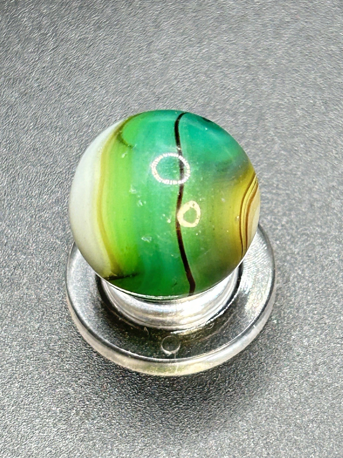 Vintage Vitro Agate Blended Trilite Helmet Marble w/ Oxblood 0.629”