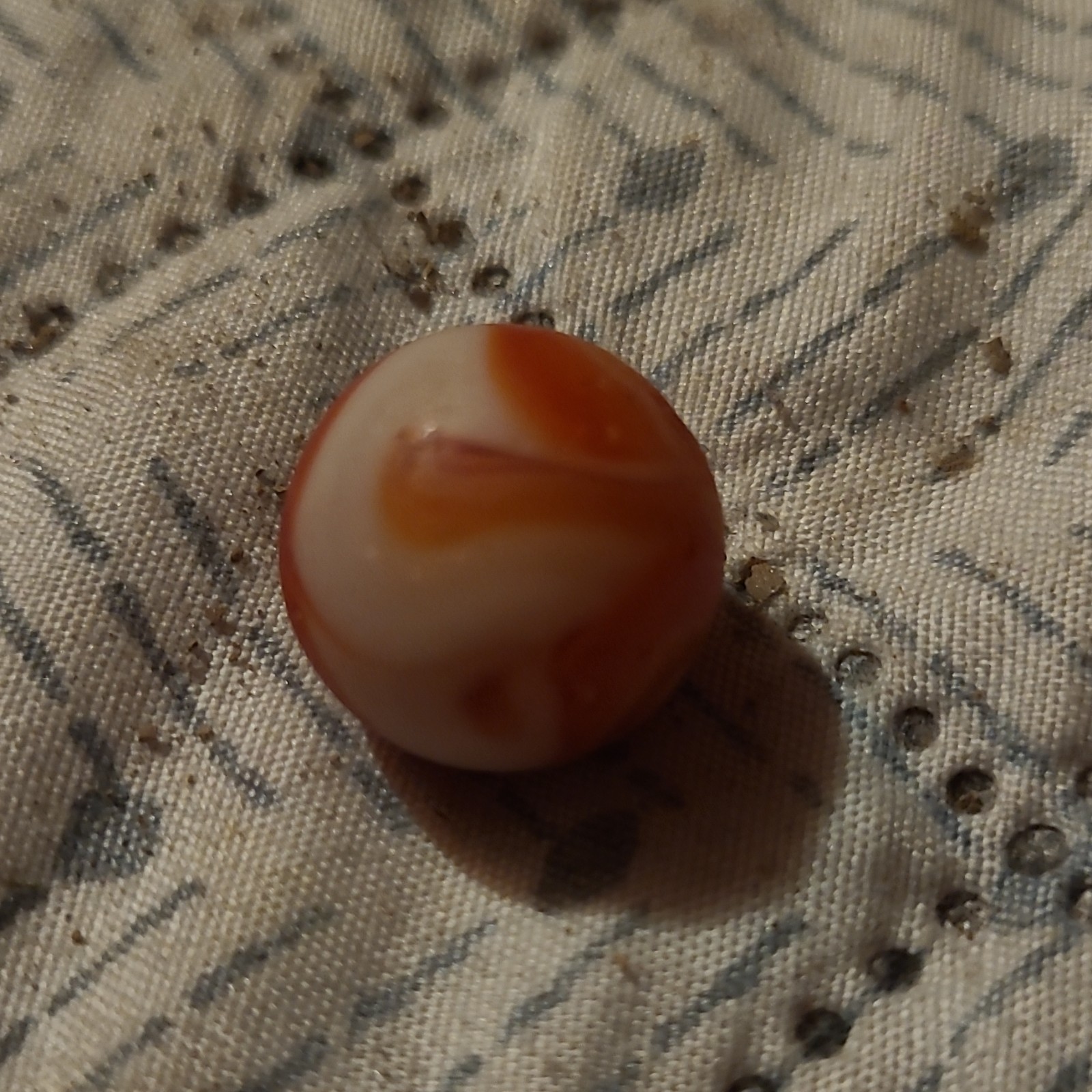 Orange & White Swirl Glass Toy Marble, Machine Made, Swirl Style, Ages 4+