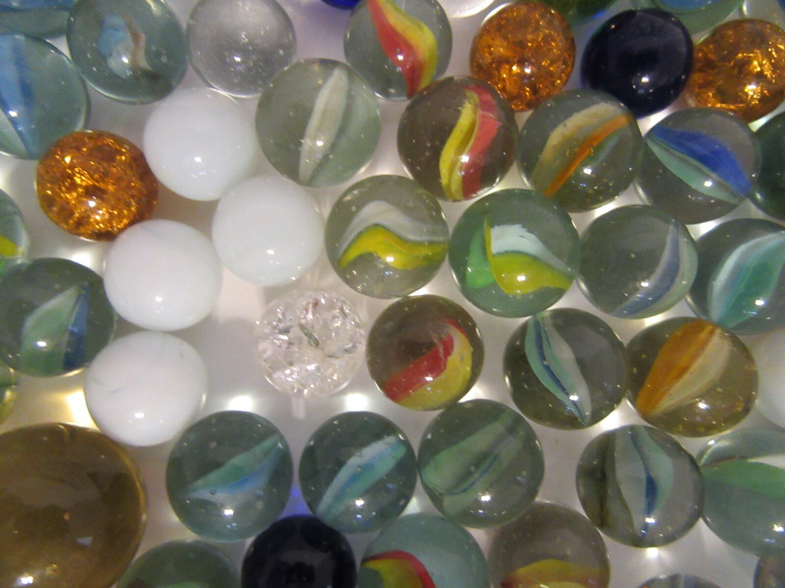 Lot of 109 Assorted Marbles Various Sizes