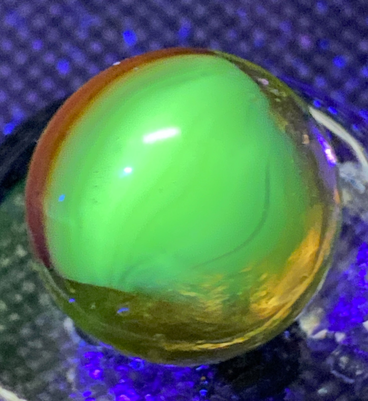 SUPER RARE PATCH ORIENTATION VITRO AGATE URANIUM GLOW UV LARGE MIB .62″ M634