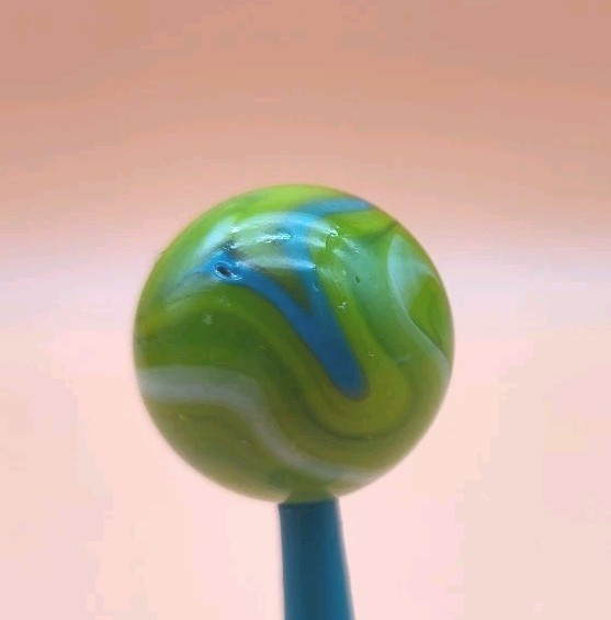 VACOR MERMAID AKA TROLL Green & Blue Swirl Marble glass 22mm (7/8″) Shooter Size