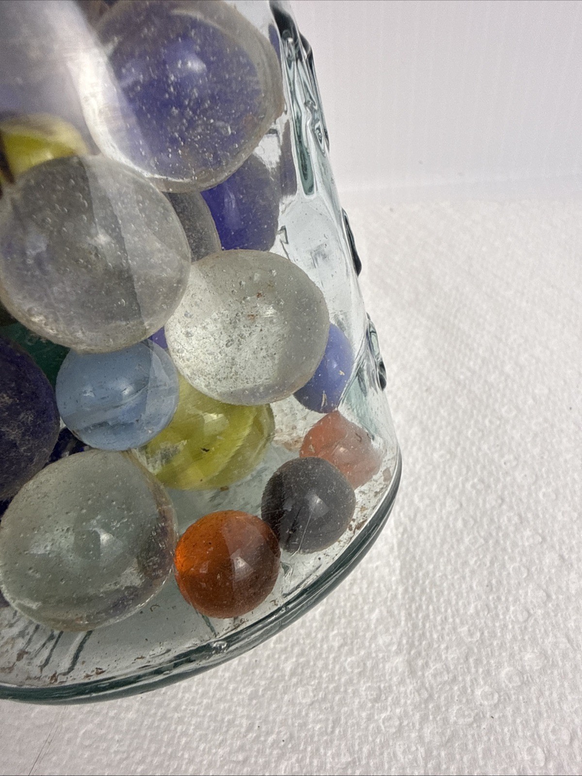 Pint Jar Full of Vintage Marbles in Antique Atlas E-Z Seal , Wire Bail, And Seal