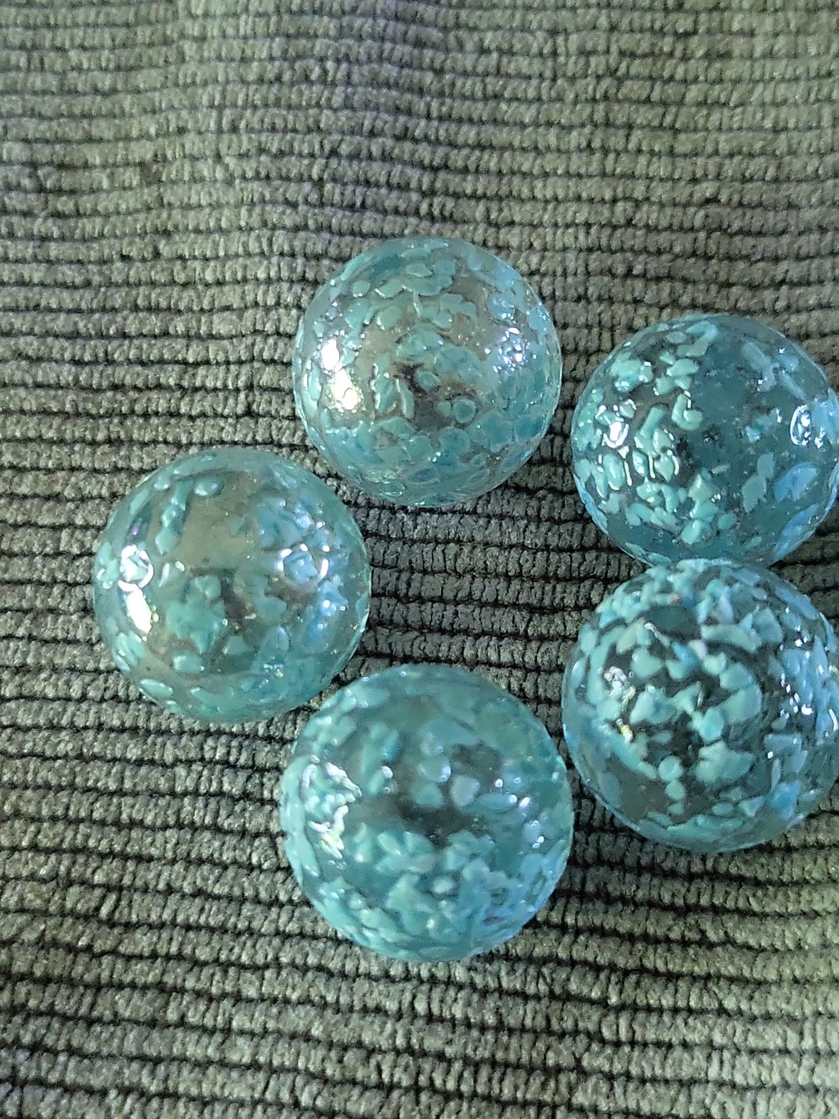 Lot Vacor Marble Princess lll Transparent Baby Blue Frit Speckle 5/8″ Marbles
