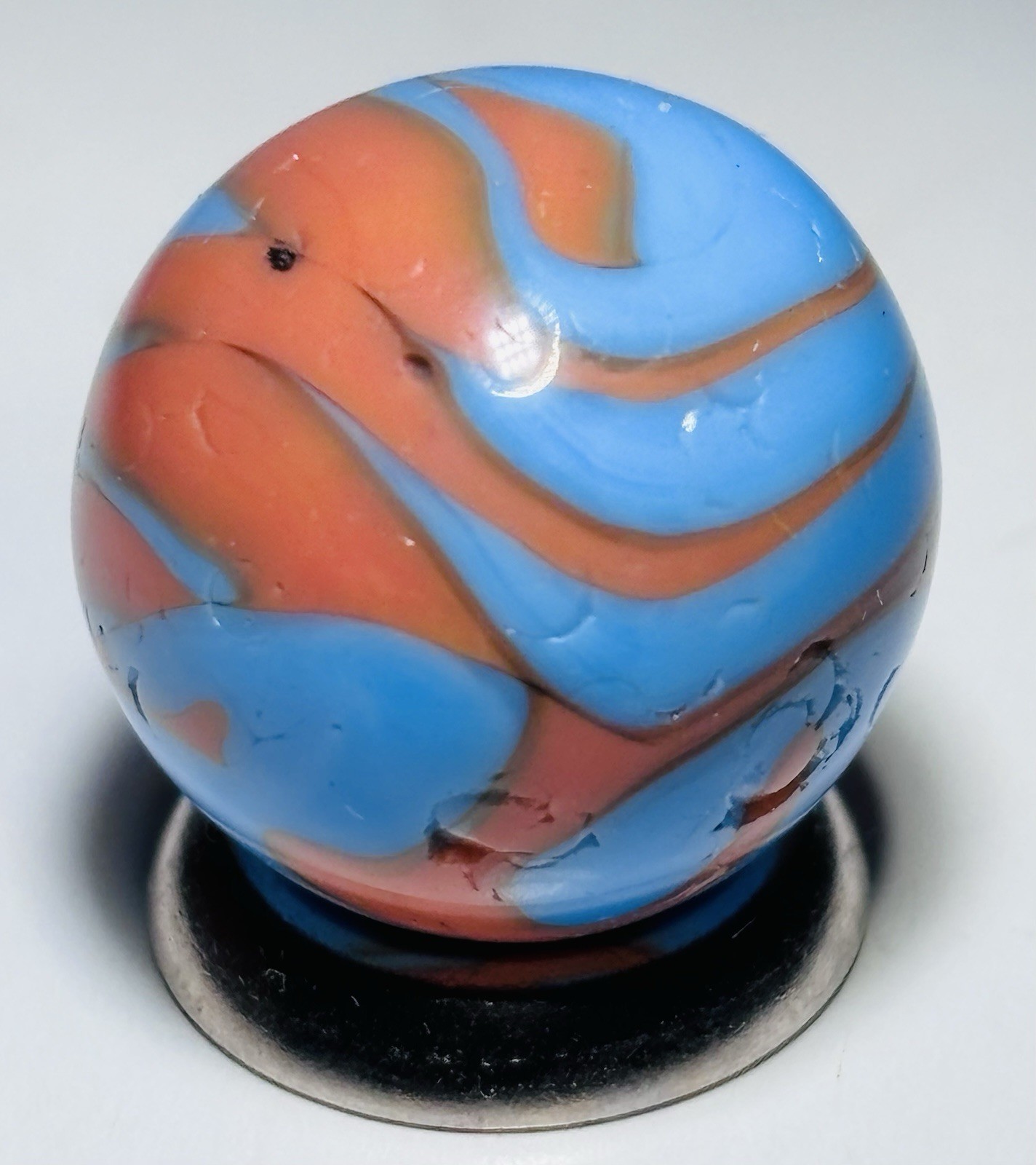 Christensen Agate Co Two Color Flame Swirl Marble.67” In Near Mint- Condition