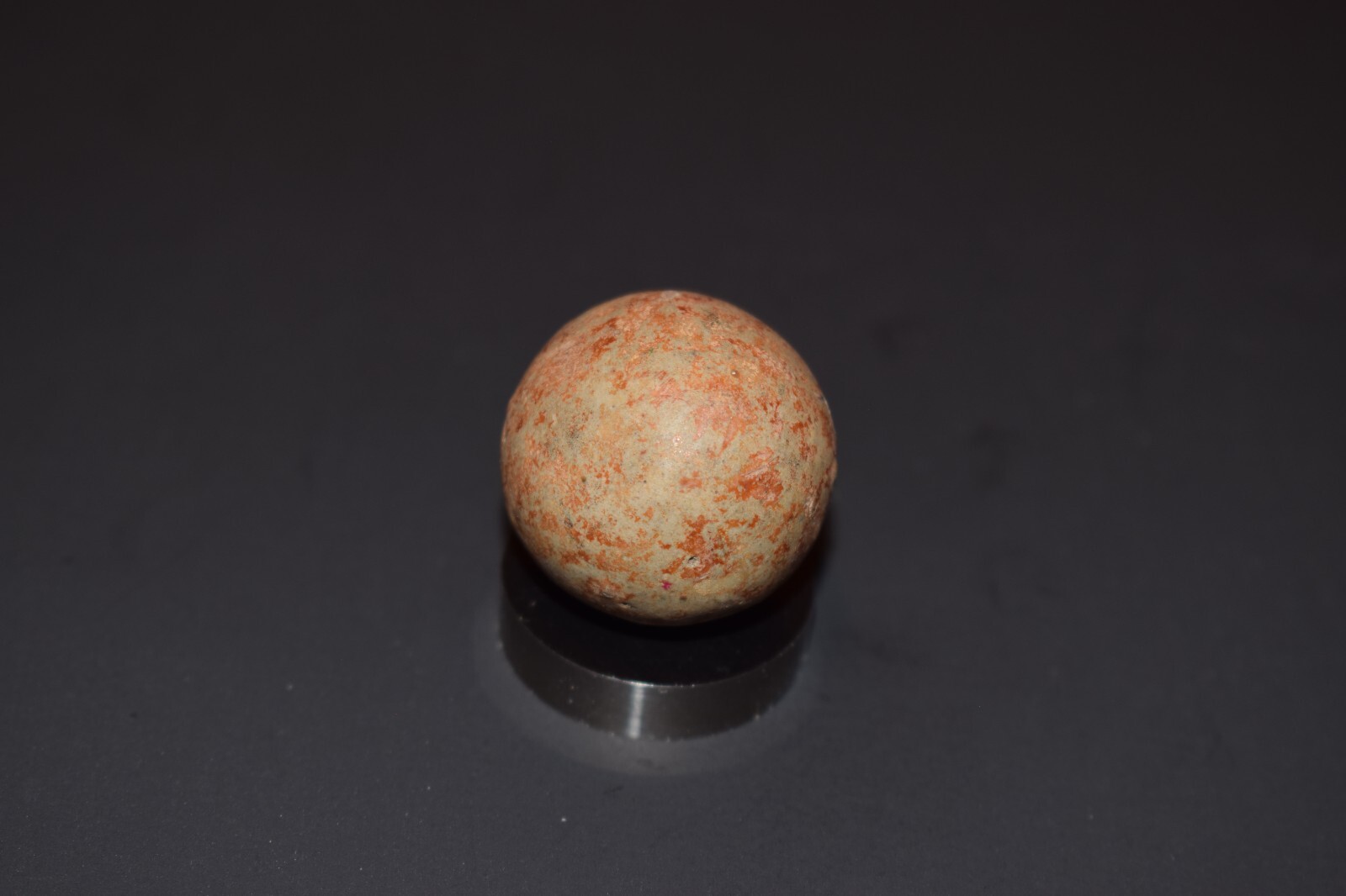 ⭐Antique Handmade🍊Dyed Fired Glazed Clay Toy Marble 🦶Toe Braker Size 1.046